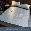 Summer ice silk cooling mat three piece set, washable foldable bedsheet style