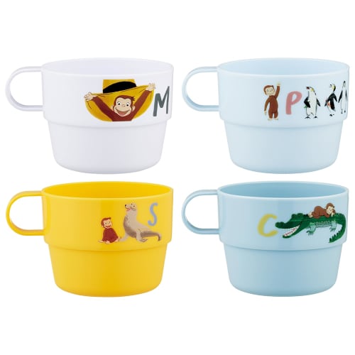 Skater Stacking Set of 4 Cups with Case Curious George ZOO KS32S
