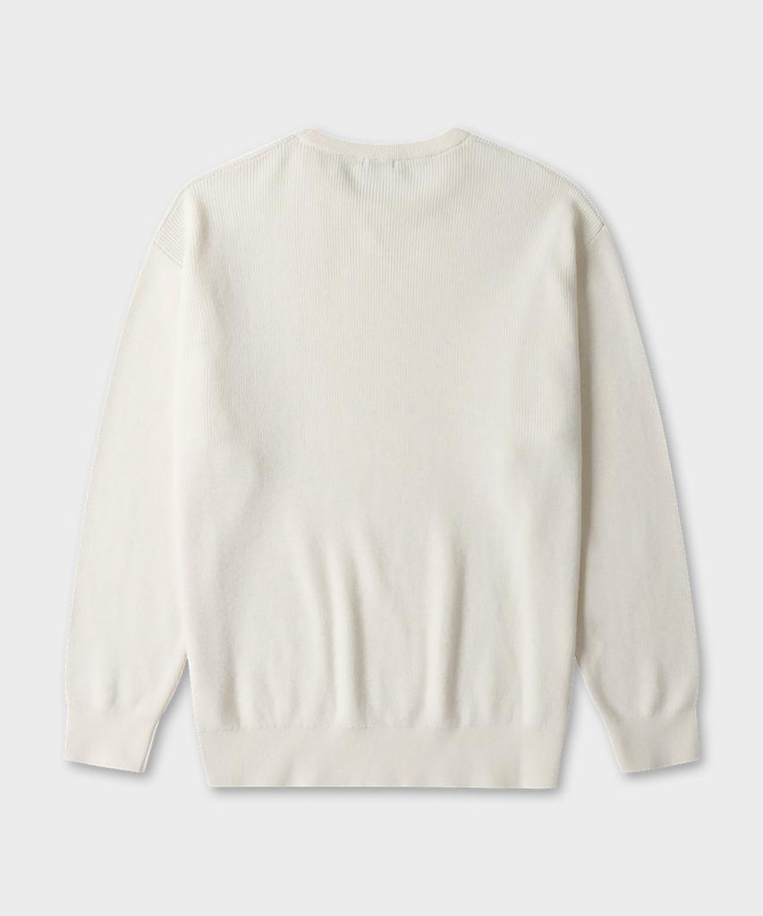 TAILDERN Leon Round Cotton Wool Sweater Ivory