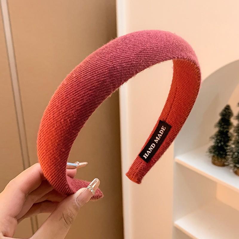 Retro Red Velvet High Crown Headband - Wide Edge Korean Influencer Style