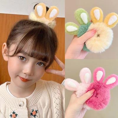 1PC New Rabbit Ear Plush Cute Girls Kids Elastic Hair Bands Children Hair Ties Princess Hair Accessories Baby Headwear