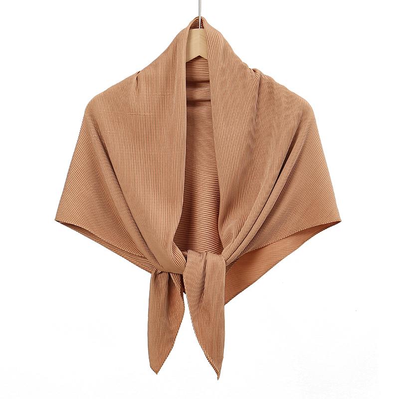 Maldives  Muslim Pleated Square Scarf Matt Silk Plain Hijab Women Crinkle Satin Headscarf Premium Soft Wrinkle Scarves