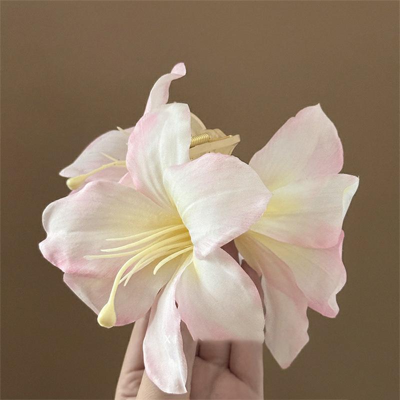 Simulated Serene Charm Purple Lily Flower Grab Clip Hairpin Femininity Disc Hair Shark Clip Atmosphere Elegant Charm Hair Accessories
