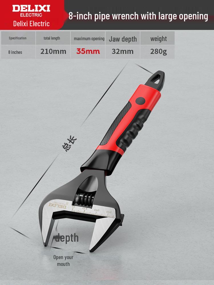 Delixi Universal Multifunctional Adjustable Wrench with Large Opening