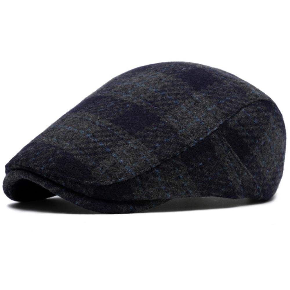 HT4488 Autumn Winter Plaid Beret Cap Vintage Artist Painter Beret Hat Adjustable Ivy Flat Cap Octagonal Hat Male Female Berets