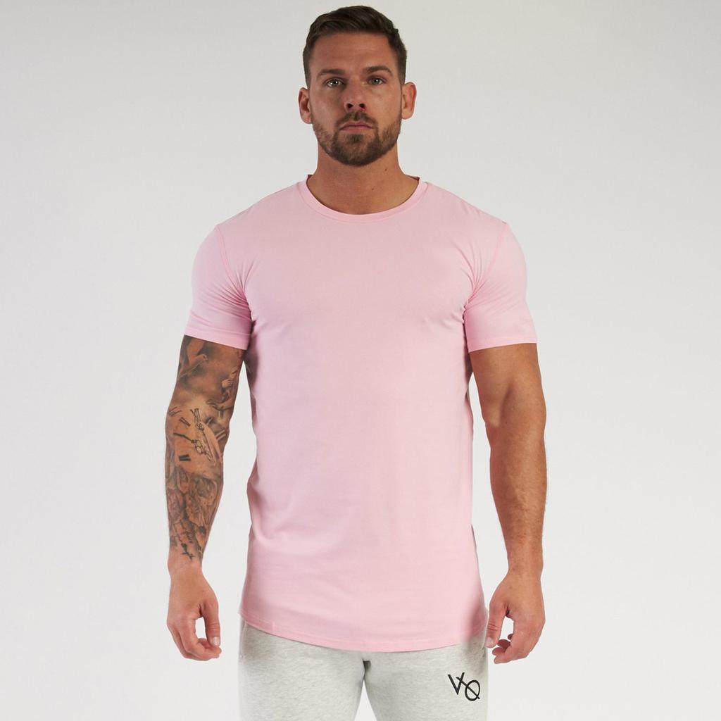 Sommer Neu Einfarbig Lässig Herren T-Shirt Fitness Sport Täglich Vielseitig Rundhals Baumwolle Mode Basic Unterzieh Kurzarm Tops