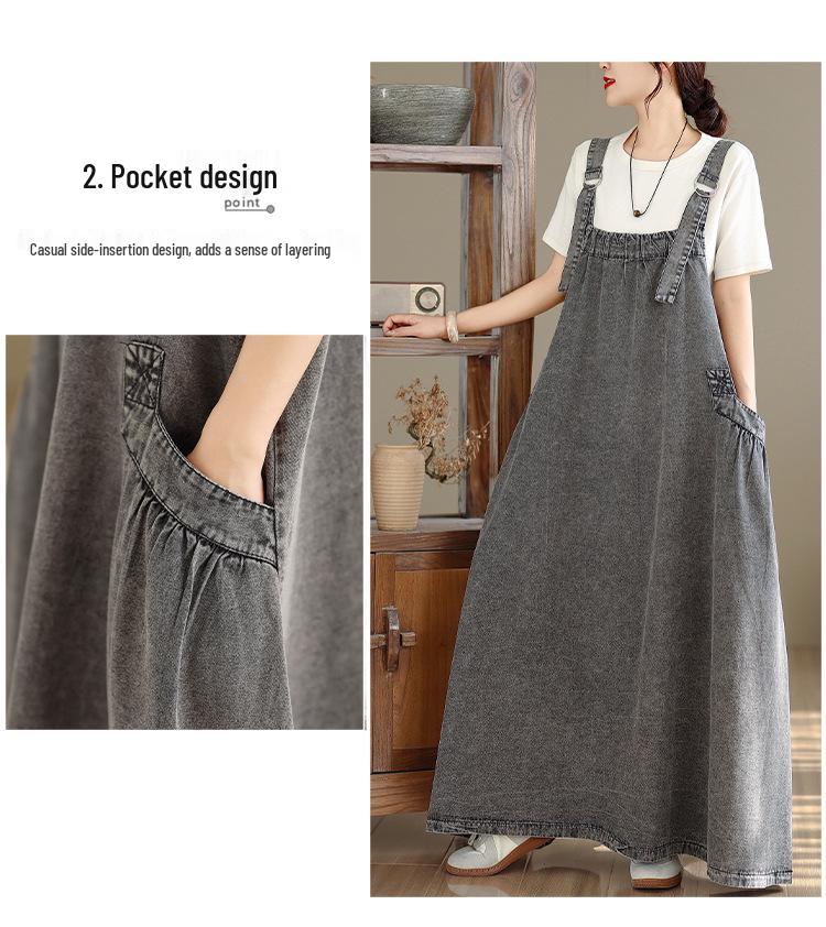 Women's Retro Loose-Fit Denim Long Skirt - Four Seasons Versatile, Slimming, and Wide Hem Design