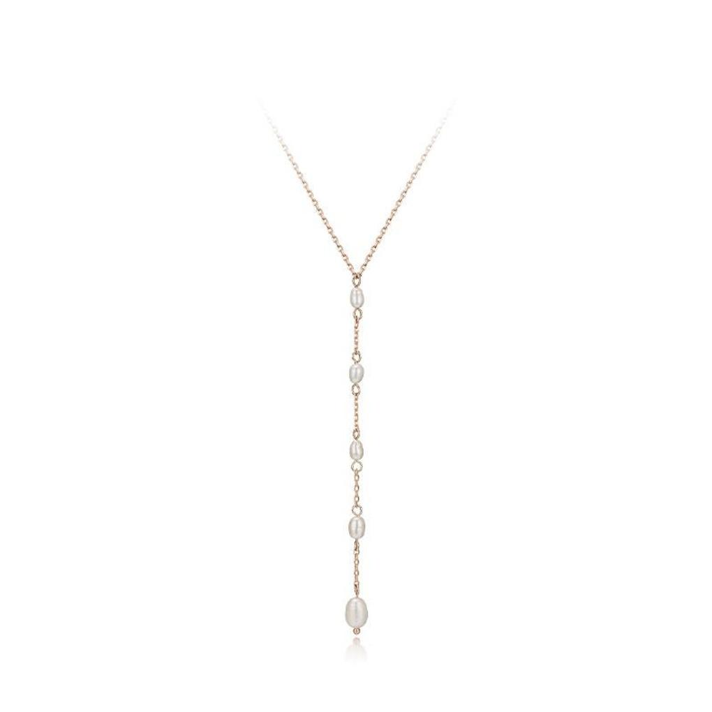 [LeShop] 14K Flow Pearl Necklace (Gold Plated)_LJ5204BRN