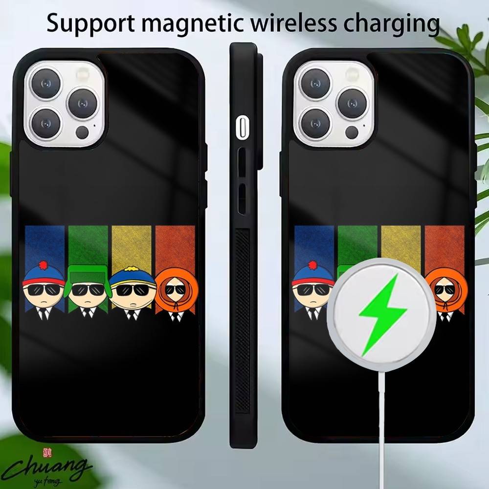 Cartoon Funny S-South-P-Park Phone Case For iPhone 14,16,15,13,17,12,Plus,Pro,Max Magnetic For Magsafe Frosted Cover