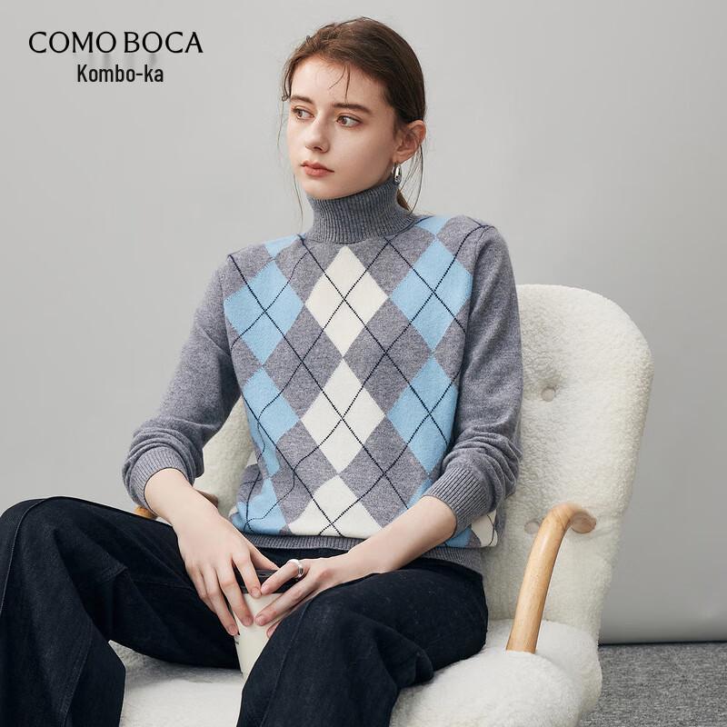 Женский кашемировый свитер Kemon Boca с высоким воротом и ромбовидным узором XL