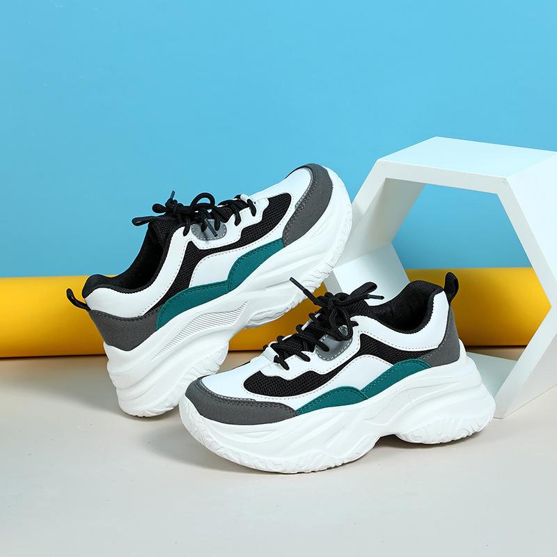 Frühlings- und Herbst-Freizeit-Wanderschuhe hohe elastische Außensohle Schnürung Outdoor-Sportschuhe Plateau Papa-Schuhe