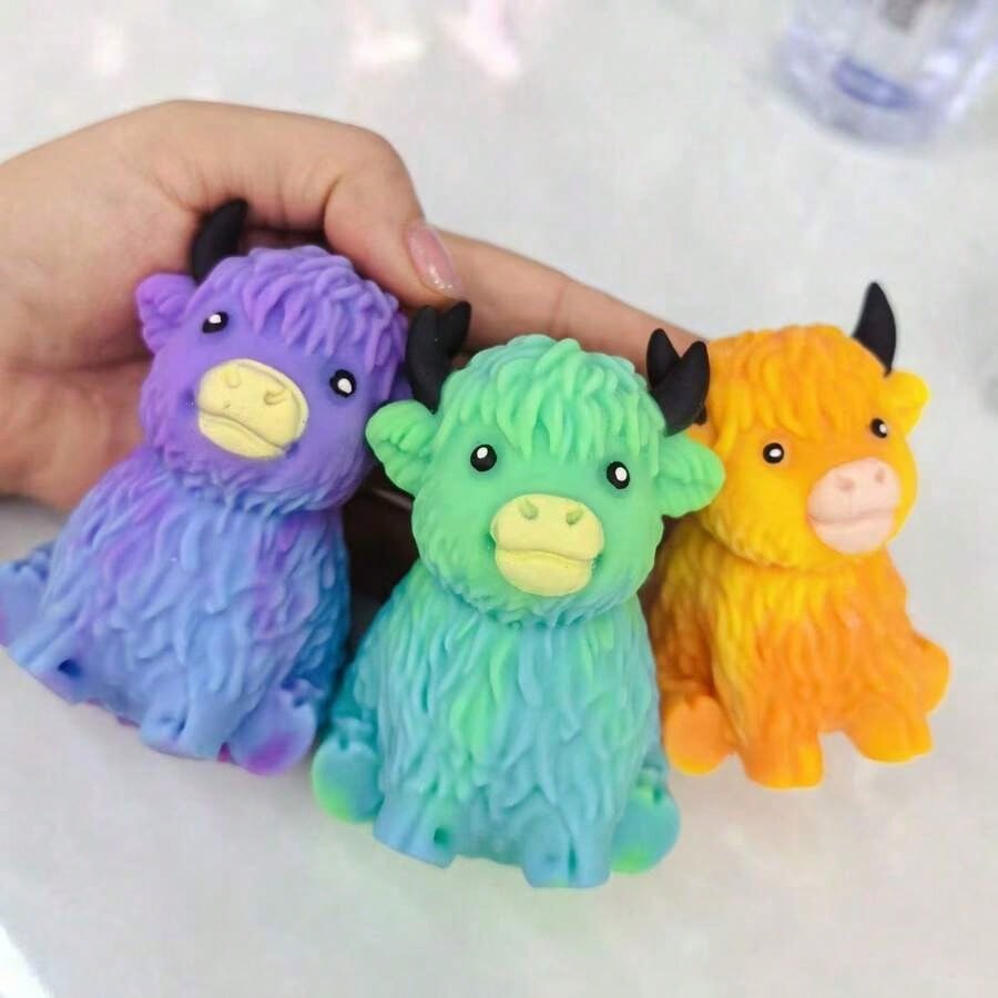 Mucca Scozzese delle Highlands Squishy Rimbalzo Lento Sollievo dall'Ansia Giocattolo Fidget, Giocattoli Squishy, Giocattoli per Bambini, Juegos Para Niños, Squishy al Formaggio
