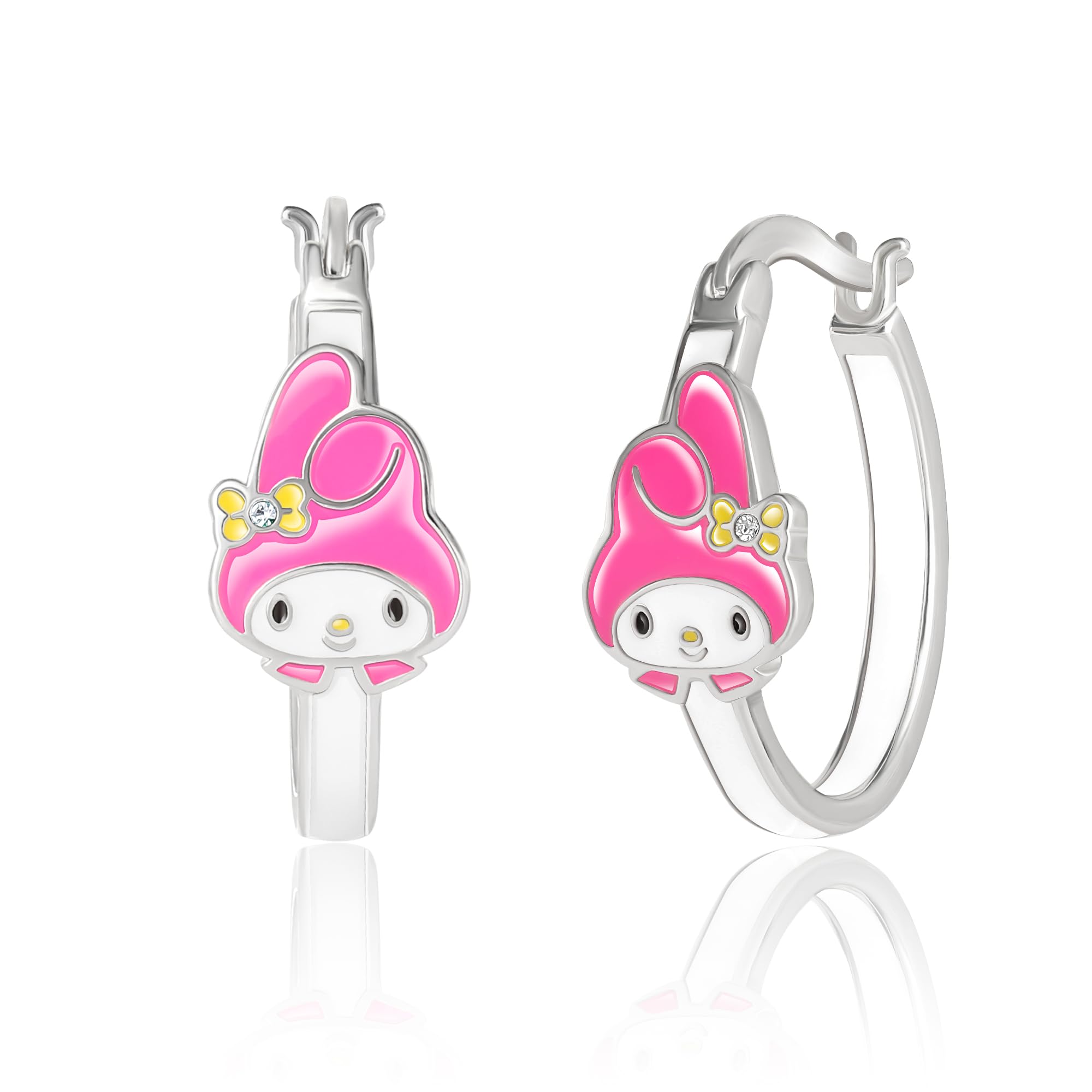 

Sanrio Hello Kitty My Melody Hoop Earrings Silver Plated My Melody Earrings Officially Crystal Women s - Licensed, Brass,