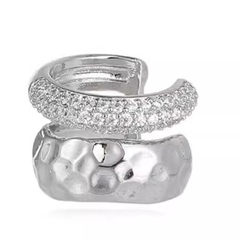 Trendy Punk Zircon Double Layer Ear Cuff Exquisite No Piercing Earrings Jewelry Simple Double Layer Ear Clips for Women