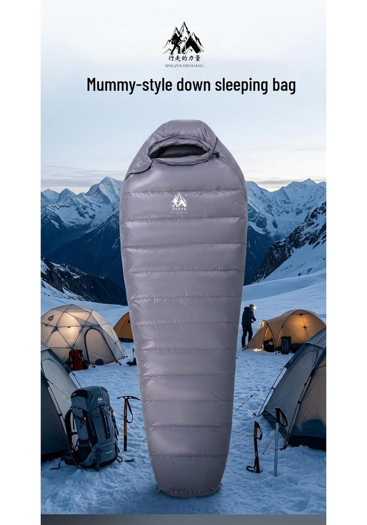 90% Duck Down Mummy Sleeping Bag: Thickened, Portable for Outdoor Camping
