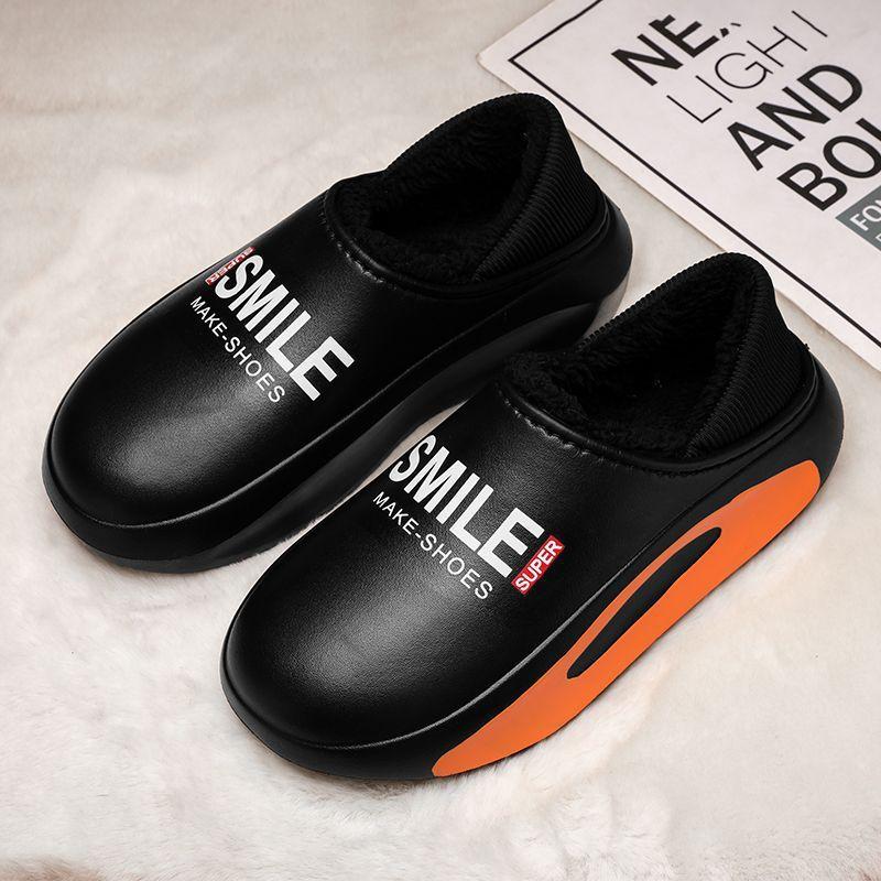 

Водонепроникні бавовняні капці для чоловіків, Зимові оксамитові теплі домашні, Кімнатні з бавовняними п ятами, Нековзні бавовняні капці для носіння на вулиці 46-47