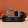 Cowhide Women'S Retro Pin Buckle Belt Wears Jeans Belt