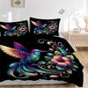 3pcs Colorful Hummingbird with Floral Fantasy Bedding Set, Including Without Filling, Soft and Comfortable Home Bedroom J016