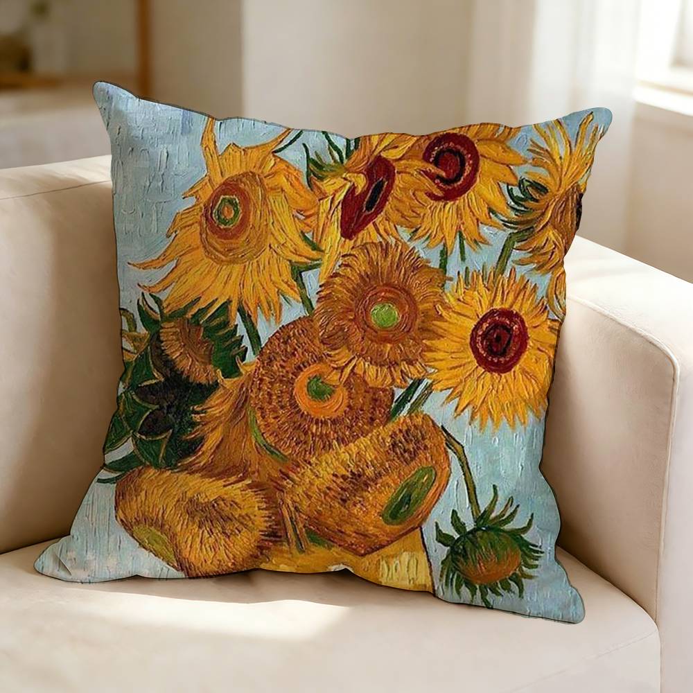 Federa per Cuscino Stampata Quadrata DoubleSided con Pitture di Van Gogh per Camera da Letto, Comodino, Cuscino da Divano