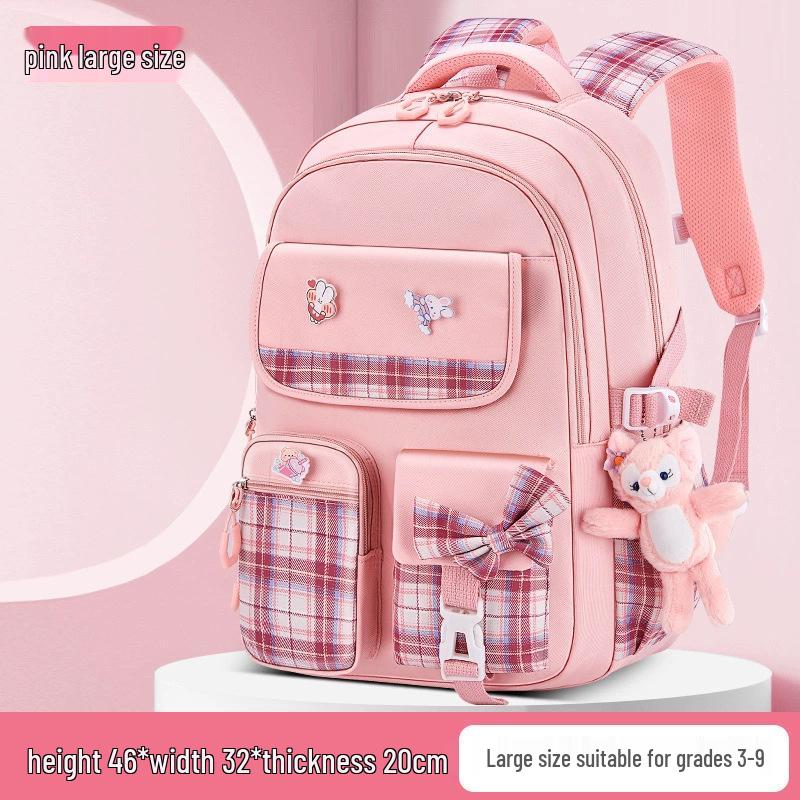 Lekki wodoodporny plecak z kokardą dla dziewcząt z klas 1-6 z ochroną kręgosłupa