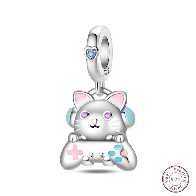 Copper Firefly Cute Cats And Dogs Beaded Pendant Suitable For Original Charms Bracelet Diy Exquisite Women Jewelry