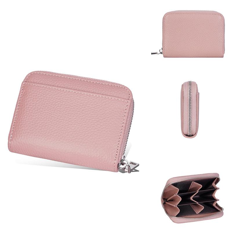 Baellerry Women Fashion Zipper Purse Anti RFID Theft Card Holder Genuine Leather Coin Purses Wallets
