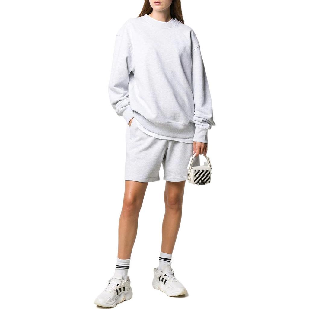 Adidas X Pharrell Williams Co-Branded Solid Color Crew Neck Cotton Pullover Sweatshirt Unisex Tops Grey GM1973