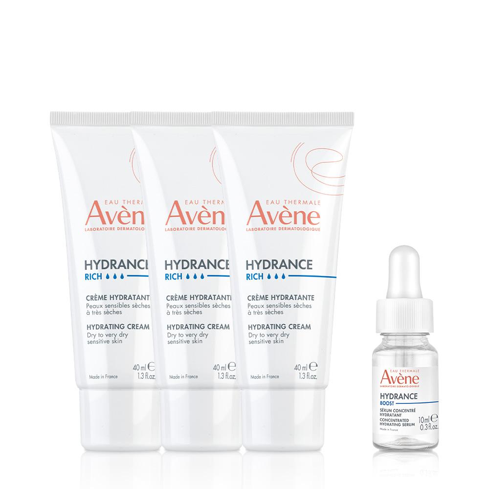 [Avene] Гидранс Насыщенный крем (Плотный увлажняющий крем) Набор 40 мл x3 + Сыворотка 10 мл