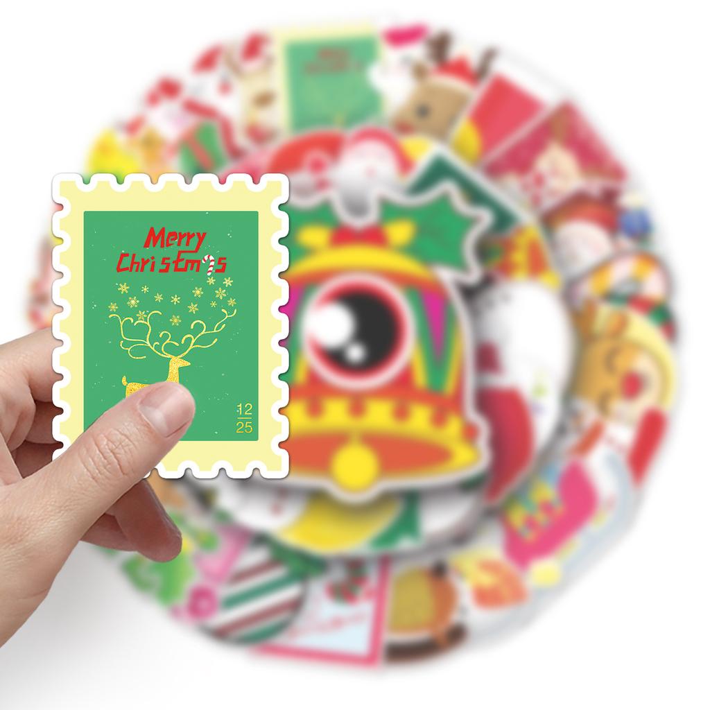 50 Christmas Holiday Graffiti Stickers for Scooters, Suitcases, Travel Cases, Cars, and Waterproof Decorative Stickers