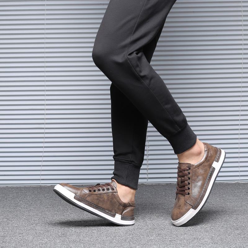 Mode Sneaker Herrenschuhe Marke Weiches Leder Herren Freizeitschuhe Männliches Schuhwerk
