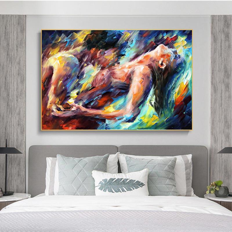 Abstract Body Graffiti Art Passion Sexy Naked Couple Posters and Prints Canvas Paintings Wall Art Pictures for Living Room Decor