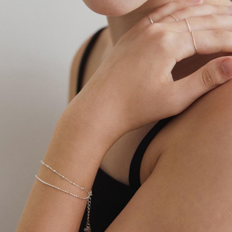 Tatiana (925 Silver) Double Ball Chain Bracelet BR1804