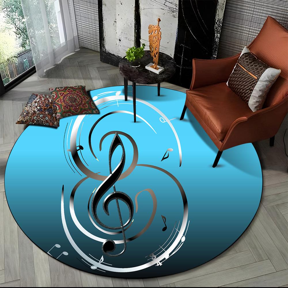 Piano Black White Key Music Symbol Area Rug,Round Carpet Rug for Living Room Bedroom Sofa Foot Pad Decor Non-slip Floor Mat Gift