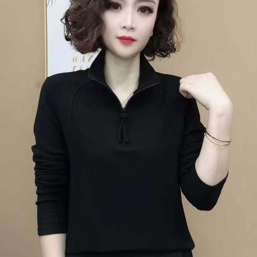 2025 Spring and Autumn Slim-fit Versatile German Velvet Winter Bottom Shirt Women's European Long Sleeve T-Shirt German Velvet Inner Top