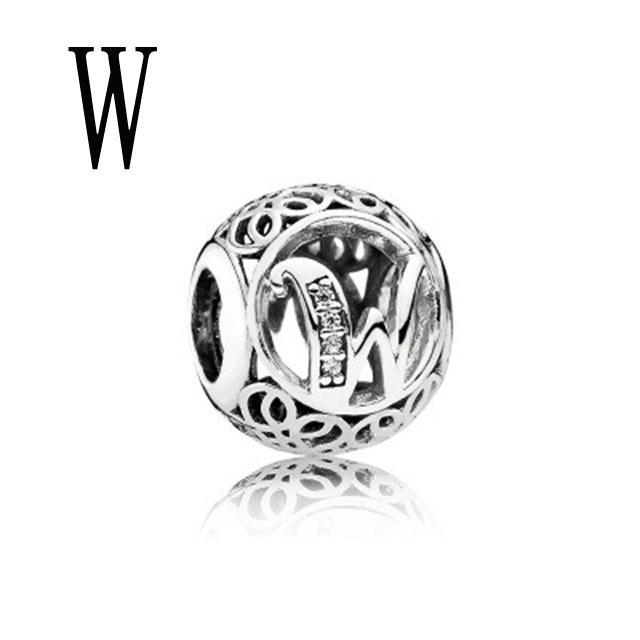 2022 New Openwork A -Z Letter Charm Diy Fine Beads Fit Original Fashion Charms Silver 925 Bracelet Jewelry For Women Men D009