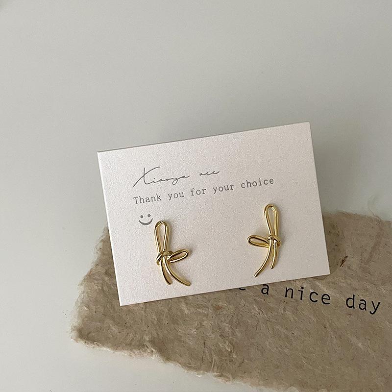 

Серьги-бантики из металла с завязками, элегантные, изысканные, милые, модные, индивидуальные, универсальные серьги