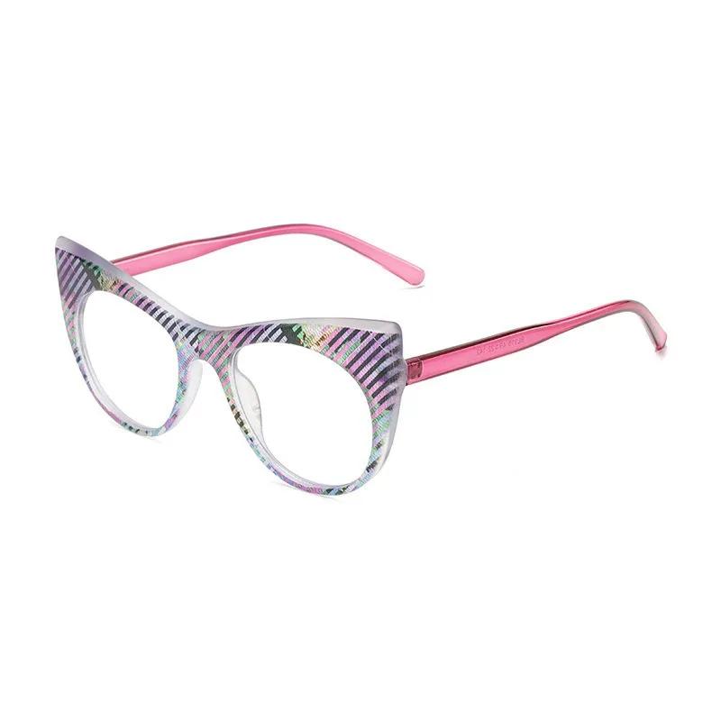 

Vintage Oversize Reading Glasses Women Color Blocking Frame Cat Eye Presbyopia Eyeglasses Computer Blue Light Protection Eyewear 4.0
