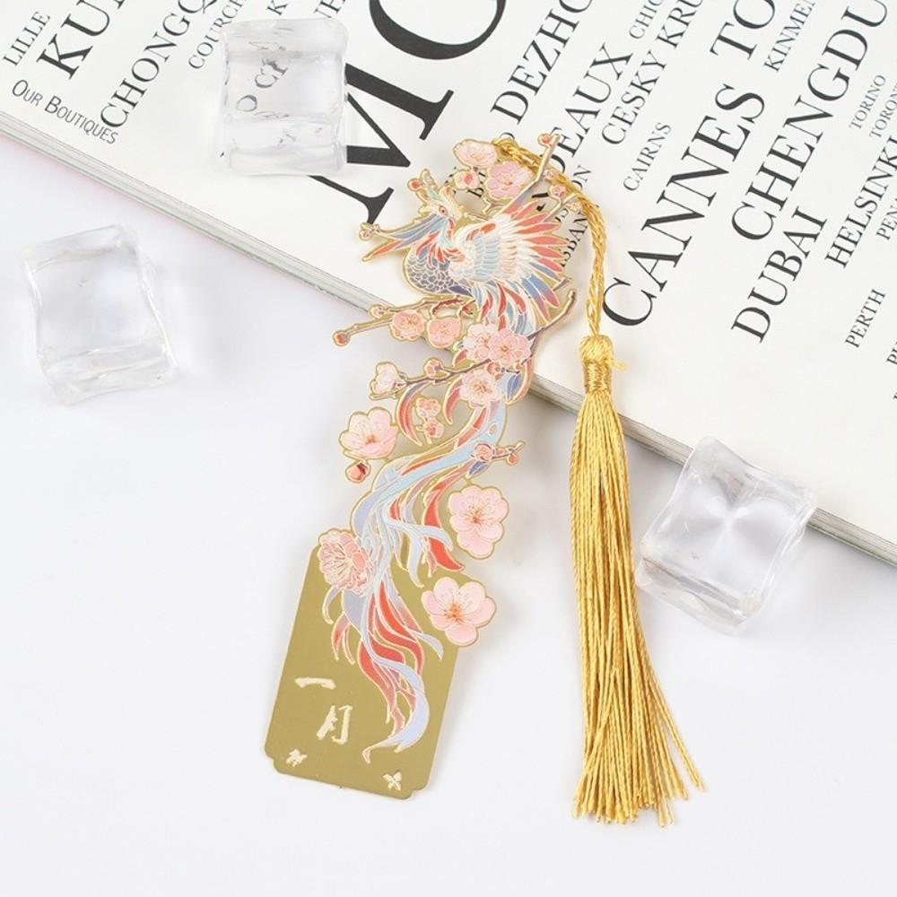 Hollow Metal Plants Bookmark Exquisite Rectangular Reading Stationery Oil Painting Style Flower & Birds Reading Book Tools