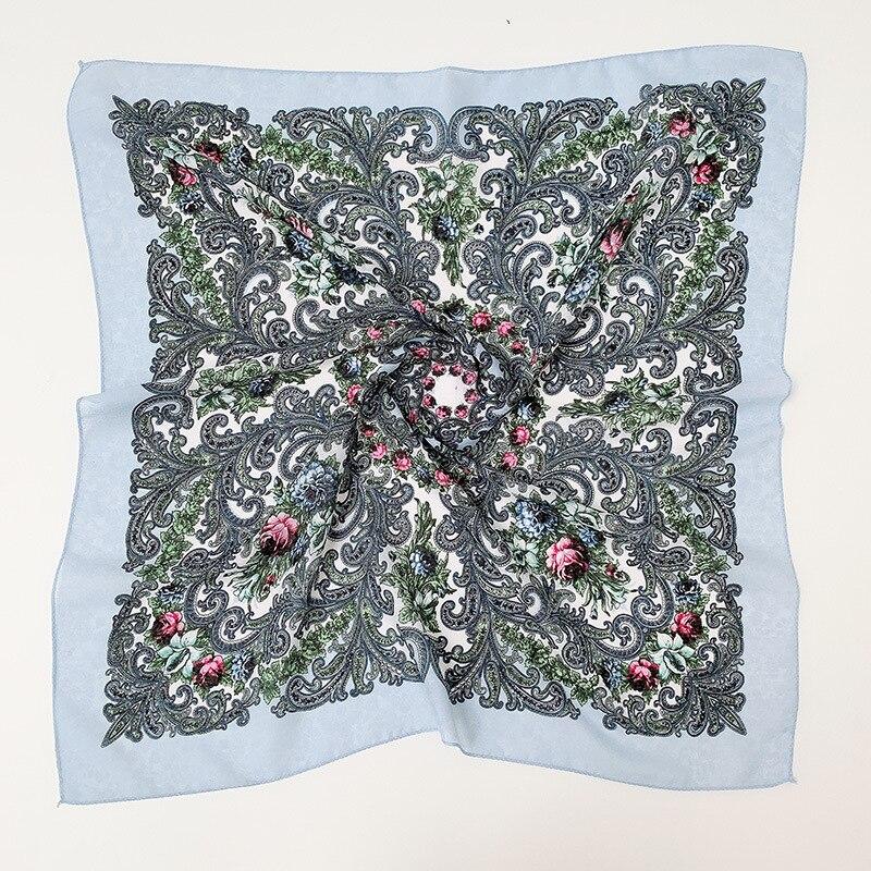 70*70cm Russian Floral Printed Square Bandana Scarf