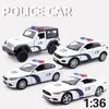 Chinese Police Car Series BMW M5 Ford Mustang VW T-ROC Jeep Wrangler Diecasts & Toy Vehicles 1:36 Alloy Model Pull Back Cars