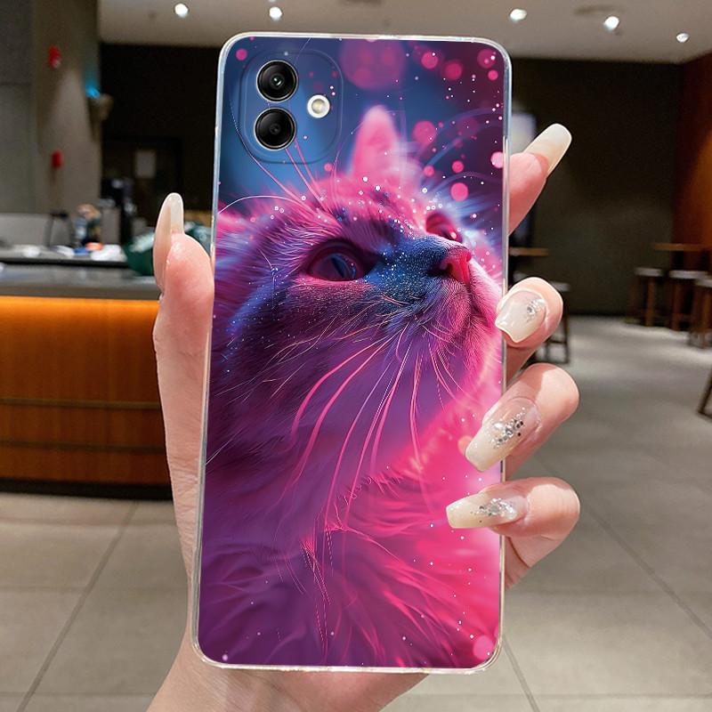 Casing For Samsung A04 A04e Case A045F A042F Clear Aesthetic Cute Cat Soft TPU Back Cover For Samsung Galaxy A04 A04e Phone Case