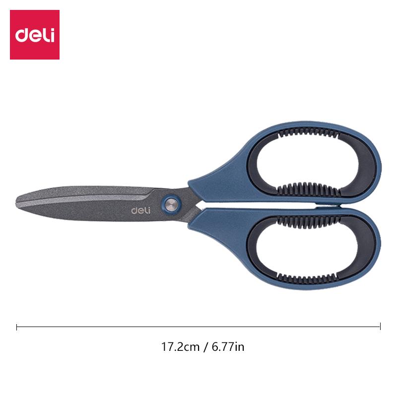 Deli-Teflon Coated Scissors, Thick Blade, Large Household Kitchen Scissors, Ideal for Students, Cardboard Cutting Knife синий