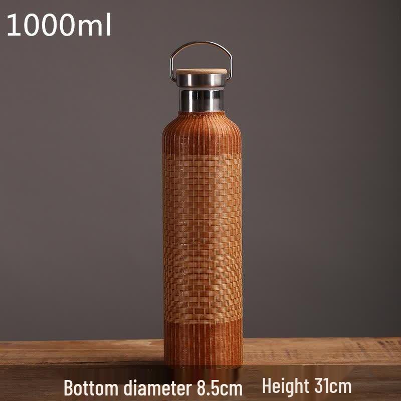 JingJingRS Bamboo Woven Insulated Water Bottle