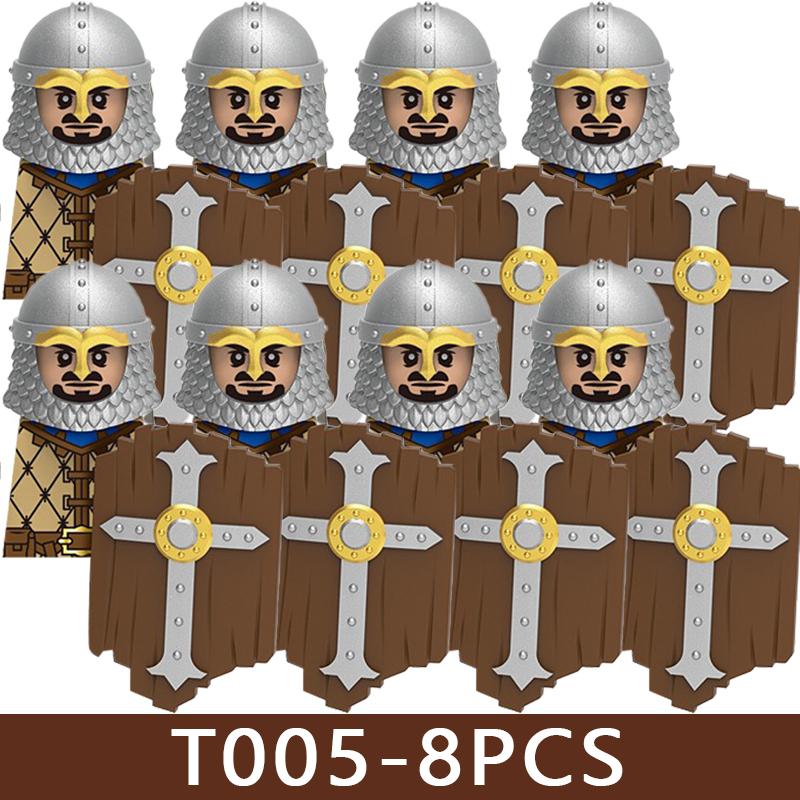 Medieval Castle Soldier Figures Building Blocks Military Dragon Knight Guard Armored Warrior Infantry Sword Spear Bricks Toy Boy
