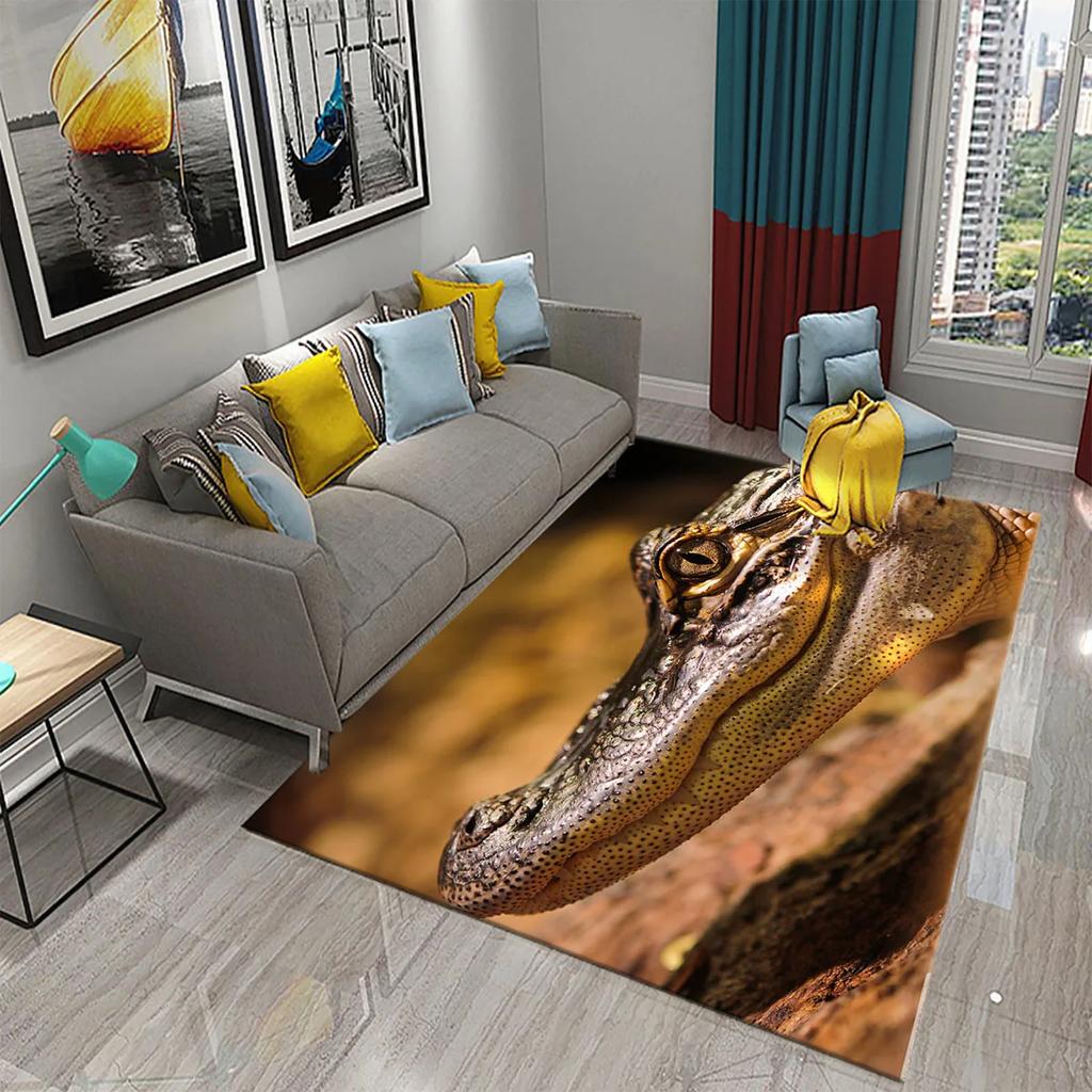 3D Crocodile Carpet Ferocious Wild Animal Rug for Living Room Bedroom Decor Carpet Kids Room Play Floor Mat Child Game Area Rug