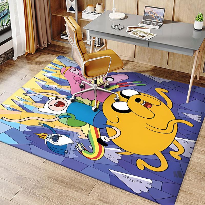 Adventure Time Printed Absorbent Washable Carpet, Non-Slip Bathroom Mats, Kitchen Rugs, Yoga Mat,Living Room Entrance, Camping Picnic Rugs