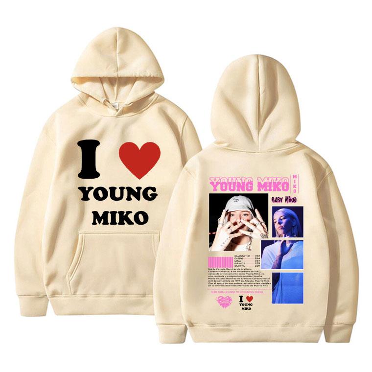 I Love Young Miko Double Sided Print Hoodie Men Women Fashion Hip Hop Sweatshirt Unisex Clothing Art Aesthetic Oversized Hoodies