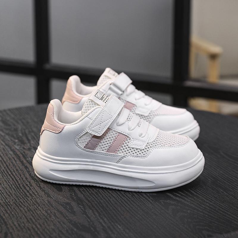 

Детская модная тенденция, спортивная и повседневная обувь с одной сеткой, обувь для папы, маленькая белая обувь для студентов, туфли для досок 37 белый/розовый