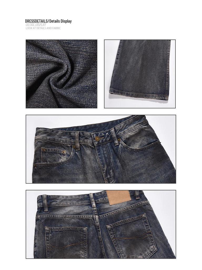 2024 American High Street Ink-Splashed Trendy Flared Jeans