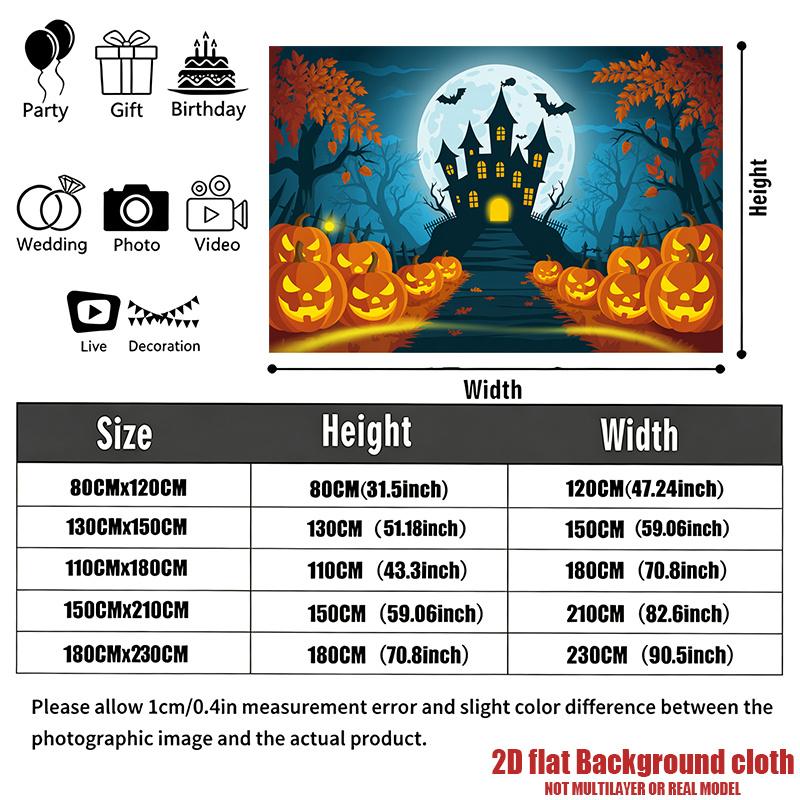 Party Backdrop Halloween Moon Flat Witch Silhouette Bats Event Backdrop Decoration Party Decor